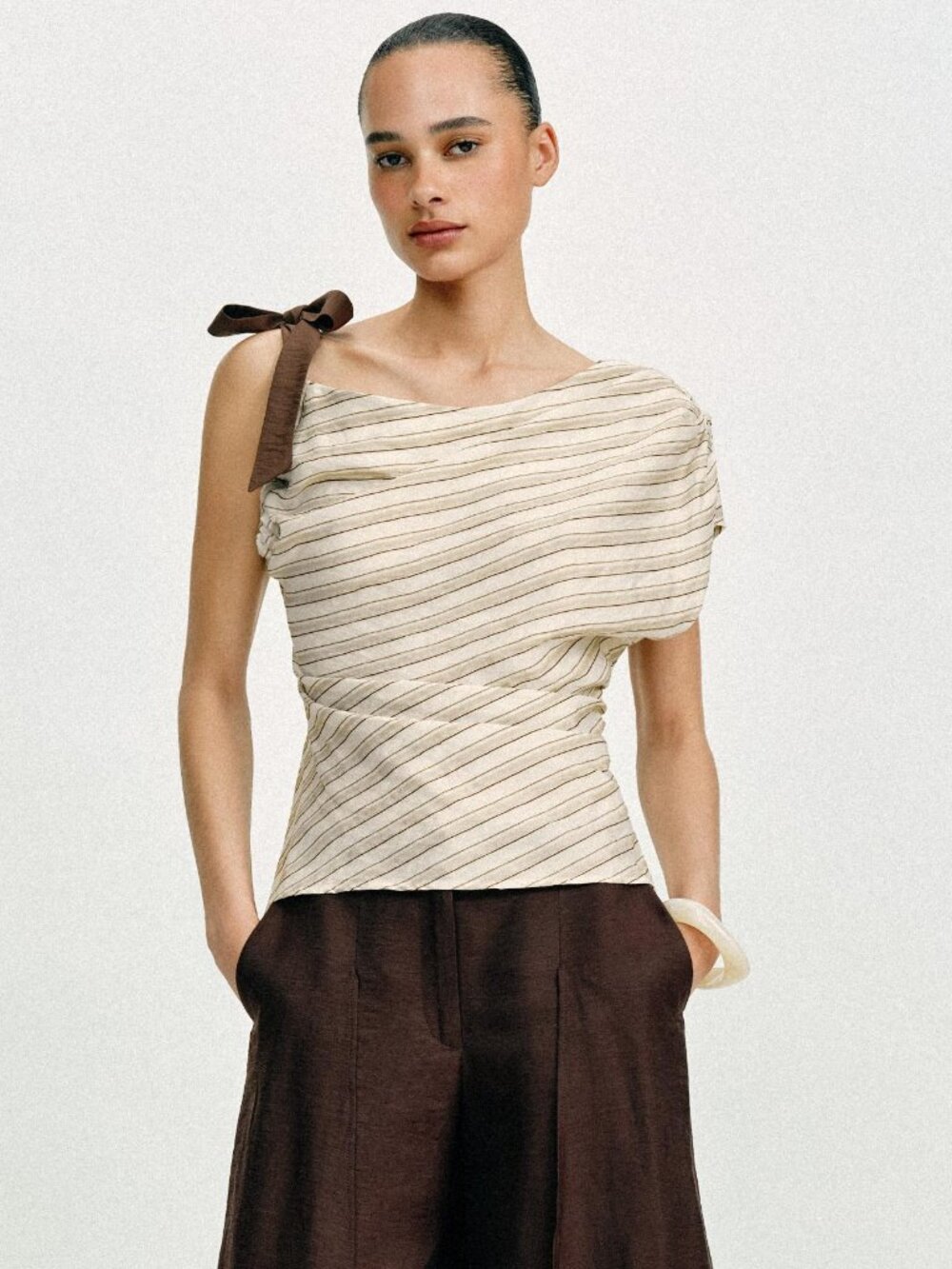 ZARA STRIPED TIE TOP - XS